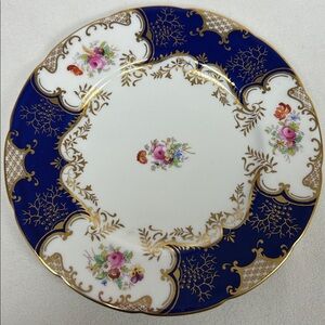 Vintage 8 3/4”bone china luncheon plate “ Panel Cobalt “ by COALPORT England